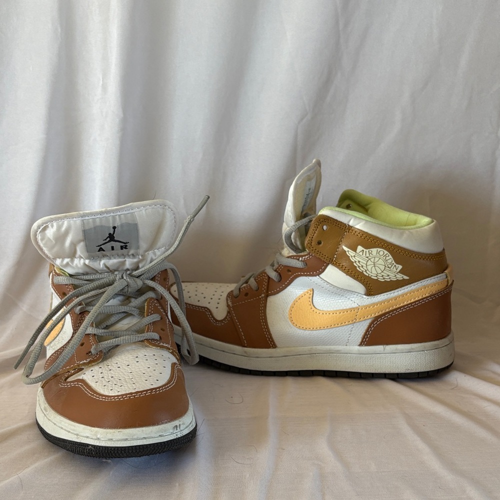 Jordan Brown, White & Yellow High-Top Sneakers